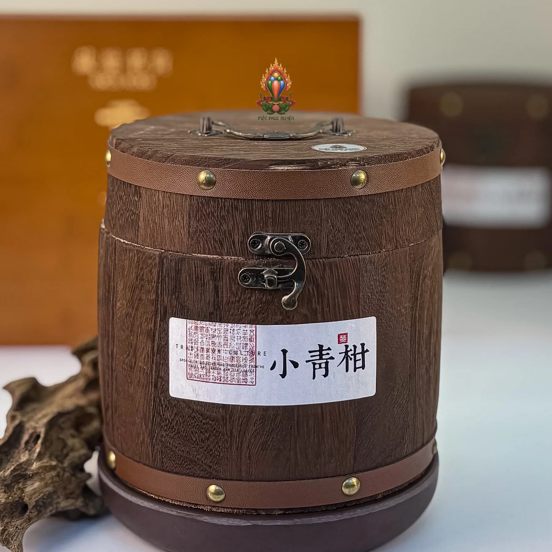 QUÀ TẶNG TRÀ PHỔ NHĨ QUÝT THÙNG GỖ CAO CẤP (500gram)