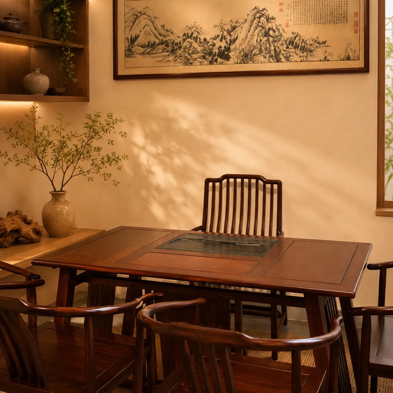 BỘ BÀN TRÀ ĐẠO GỖ GÕ ĐỎ CAO CẤP 1,6M