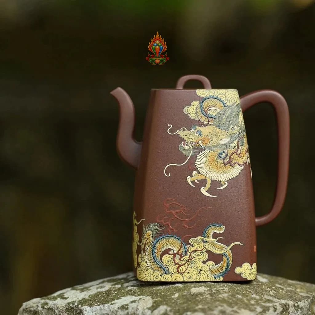 Ấm tử sa vân đỉnh tứ phương Sa Hải Du Long khoáng đế tào thanh 580ml