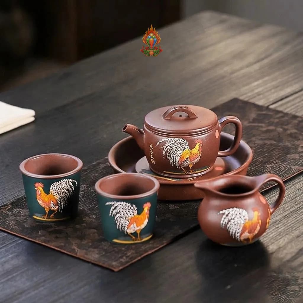 Bộ ấm tử sa lão đáy tào thanh đại kê đẹp 250ml Vương Hải Đông